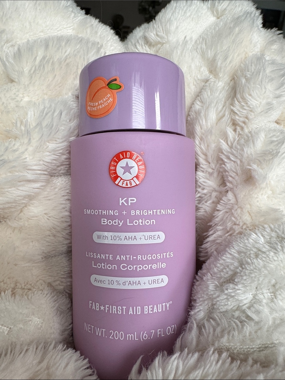 FIRST AID BEAUTY KP Smoothing Brightening Body Lotion 10% AHA Peach Scent 6.7 oz